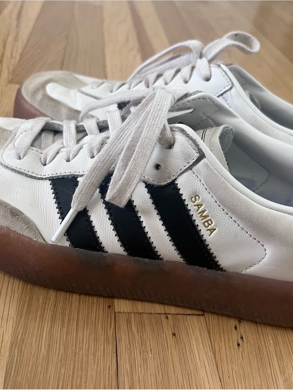 adidas Samba White Black with Brown Gum Sole Sneakers